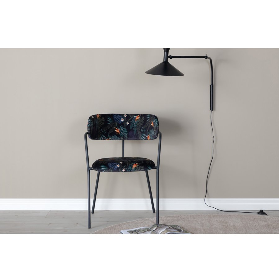 VENTURE DESIGN Arrow spisebordsstol, m. armln - multifarvet blomster polyester og sort metal