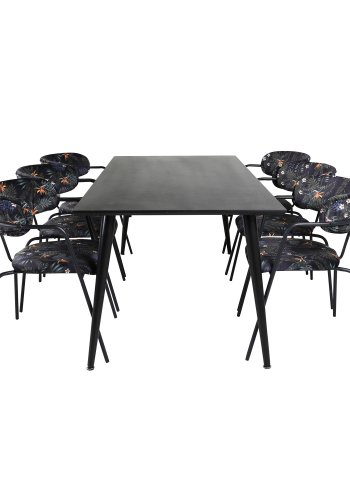 VENTURE DESIGN Arrow spisebordsstol, m. armln - multifarvet blomster polyester og sort metal