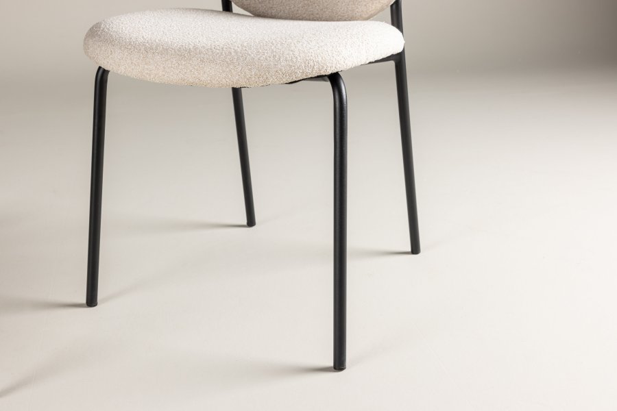 VENTURE DESIGN Vault spisebordsstol - beige polyester og sort stl