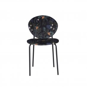 VENTURE DESIGN Vault spisebordsstol - multifarvet blomster polyester og sort metal