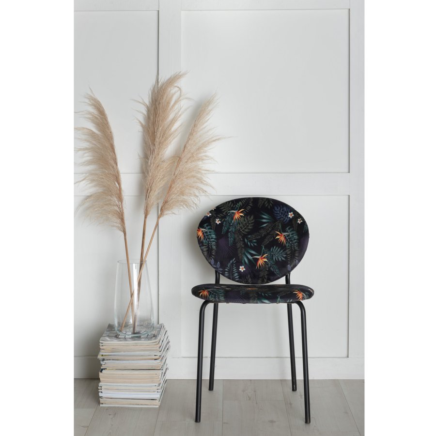 VENTURE DESIGN Vault spisebordsstol - multifarvet blomster polyester og sort metal