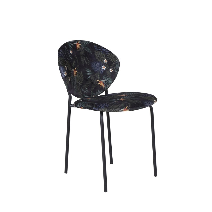 VENTURE DESIGN Vault spisebordsstol - multifarvet blomster polyester og sort metal