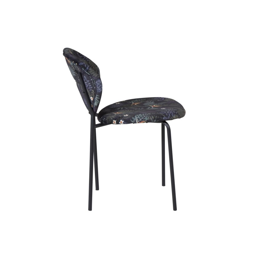 VENTURE DESIGN Vault spisebordsstol - multifarvet blomster polyester og sort metal