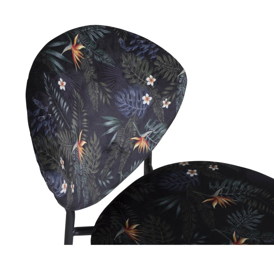 VENTURE DESIGN Vault spisebordsstol - multifarvet blomster polyester og sort metal