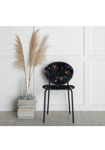 VENTURE DESIGN Vault spisebordsstol - multifarvet blomster polyester og sort metal