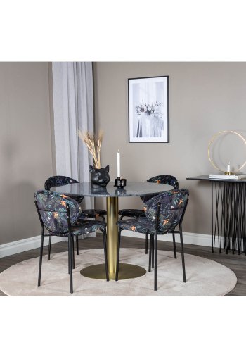 VENTURE DESIGN Vault spisebordsstol - multifarvet blomster polyester og sort metal