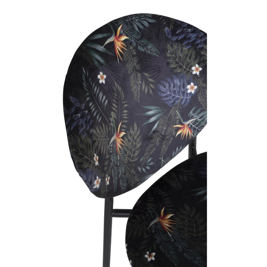 VENTURE DESIGN Vault spisebordsstol - multifarvet blomster polyester og sort metal