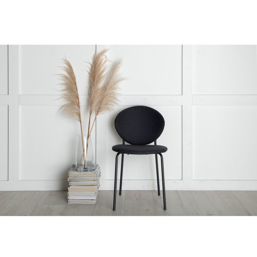 VENTURE DESIGN Vault spisebordsstol - sort polyester og sort metal