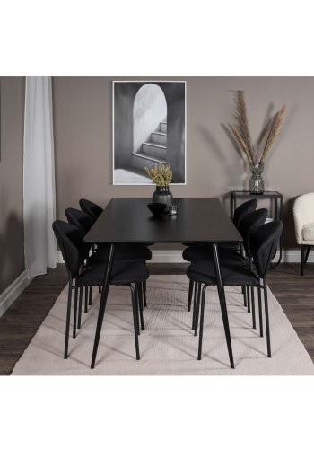 VENTURE DESIGN Vault spisebordsstol - sort polyester og sort metal