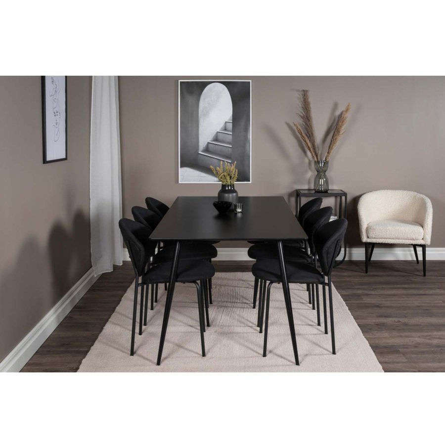 VENTURE DESIGN Vault spisebordsstol - sort polyester og sort metal