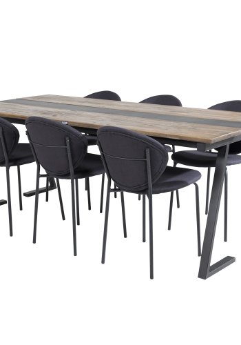 VENTURE DESIGN Vault spisebordsstol - sort polyester og sort metal