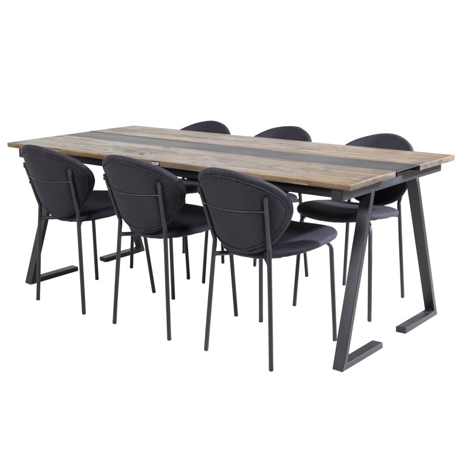 VENTURE DESIGN Vault spisebordsstol - sort polyester og sort metal