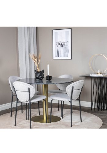 VENTURE DESIGN Vault spisebordsstol - gr polyester og sort metal