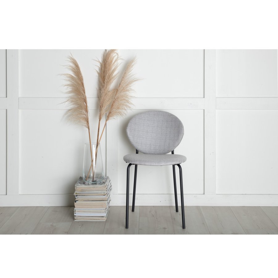 VENTURE DESIGN Vault spisebordsstol - gr polyester og sort metal