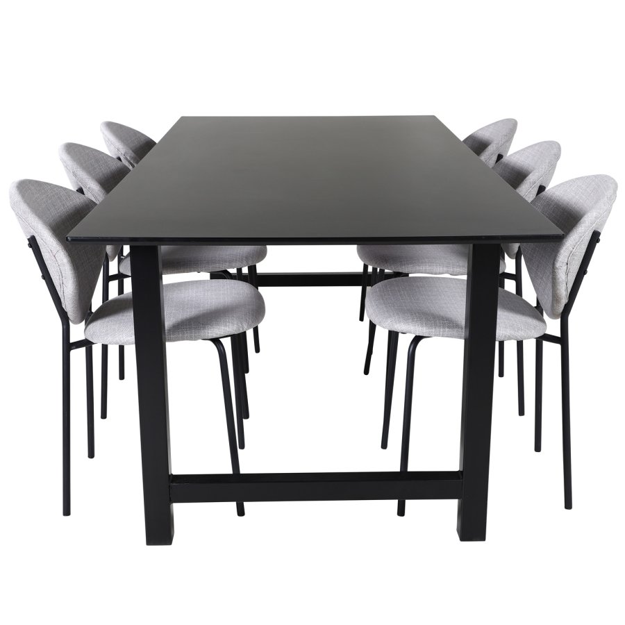 VENTURE DESIGN Vault spisebordsstol - gr polyester og sort metal