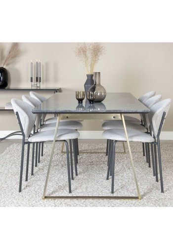 VENTURE DESIGN Vault spisebordsstol - gr polyester og sort metal