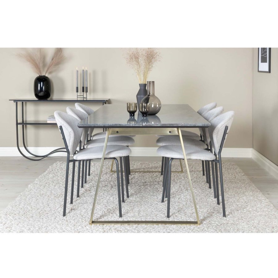 VENTURE DESIGN Vault spisebordsstol - gr polyester og sort metal