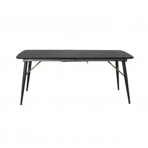 VENTURE DESIGN Gold spisebord, m. udtrk - messing, sort MDF og sort metal (180x85)