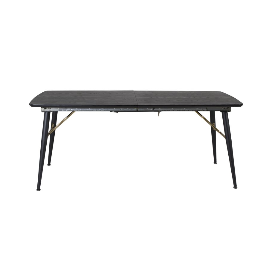 VENTURE DESIGN Gold spisebord, m. udtrk - messing, sort MDF og sort metal (180x85)