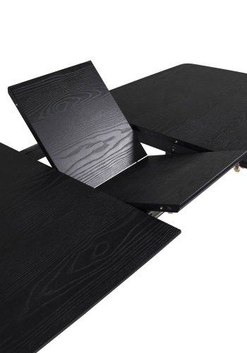 VENTURE DESIGN Gold spisebord, m. udtrk - messing, sort MDF og sort metal (180x85)