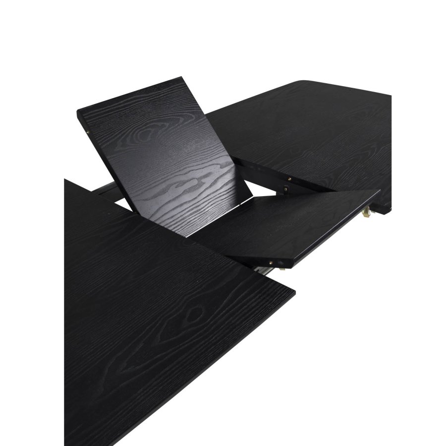 VENTURE DESIGN Gold spisebord, m. udtrk - messing, sort MDF og sort metal (180x85)