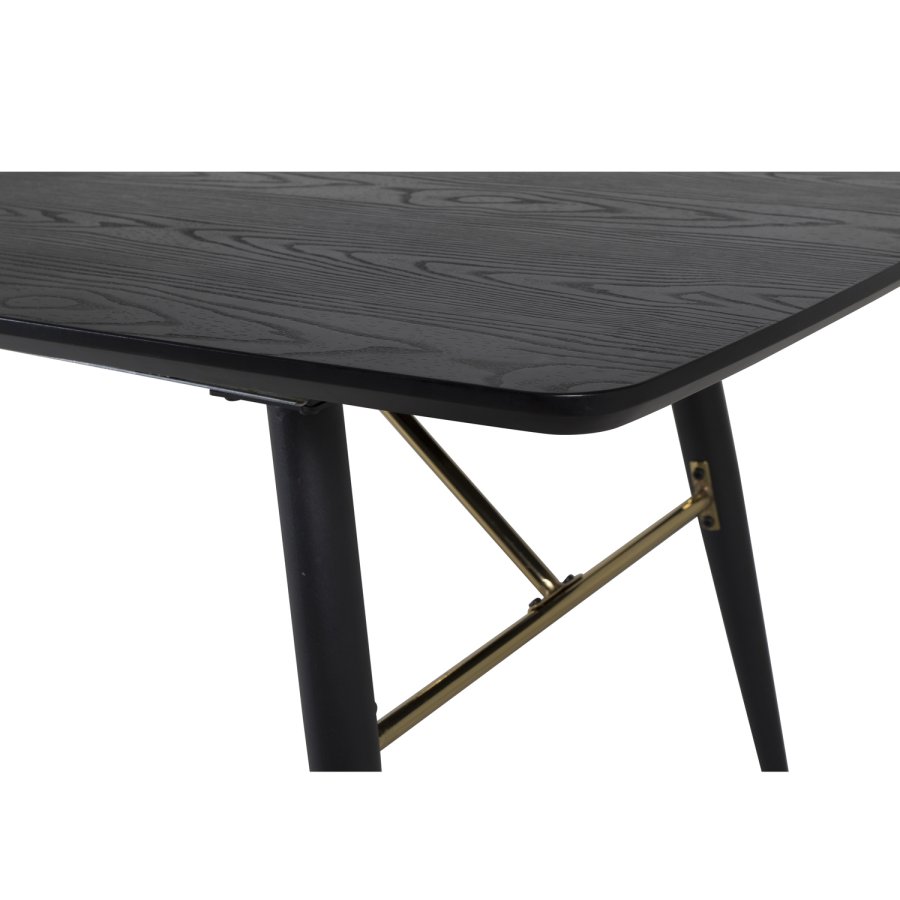 VENTURE DESIGN Gold spisebord, m. udtrk - messing, sort MDF og sort metal (180x85)