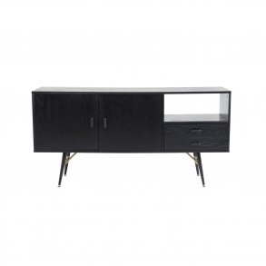 VENTURE DESIGN Gold sknk, m. 2 lger og 2 skuffer - sort finer, MDF og jern