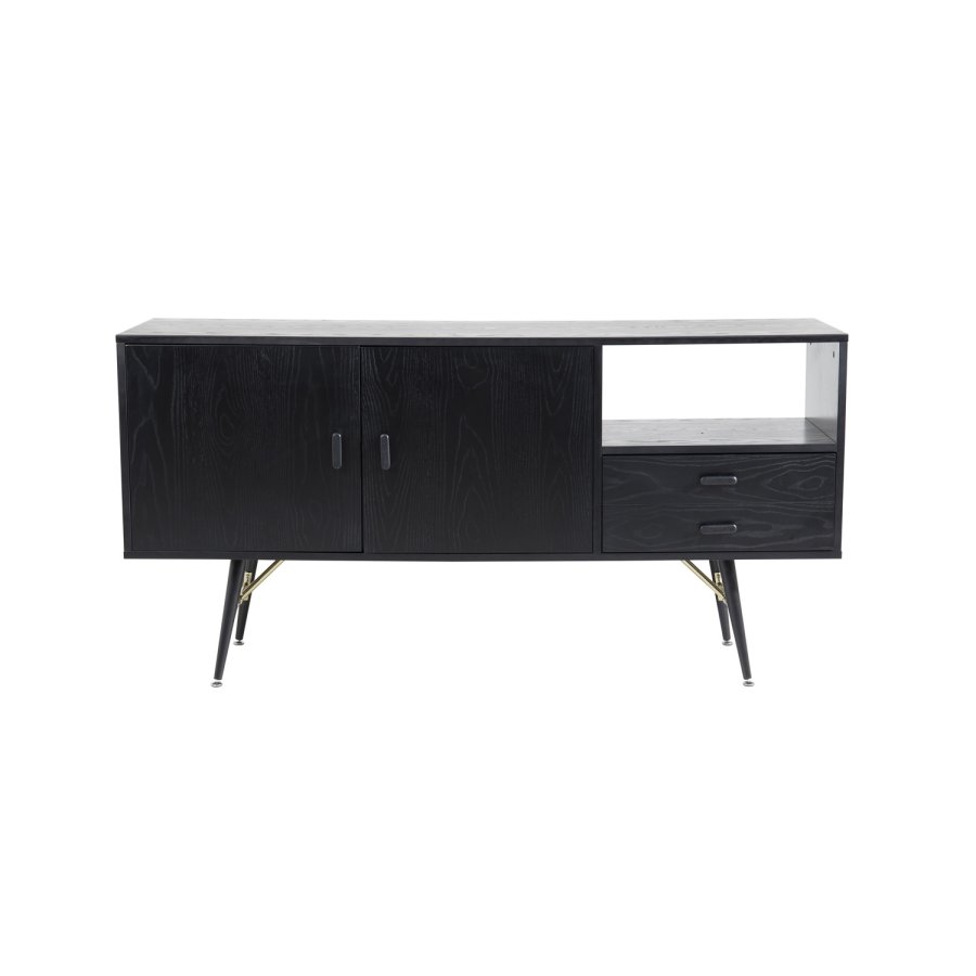 VENTURE DESIGN Gold sknk, m. 2 lger og 2 skuffer - sort finer, MDF og jern