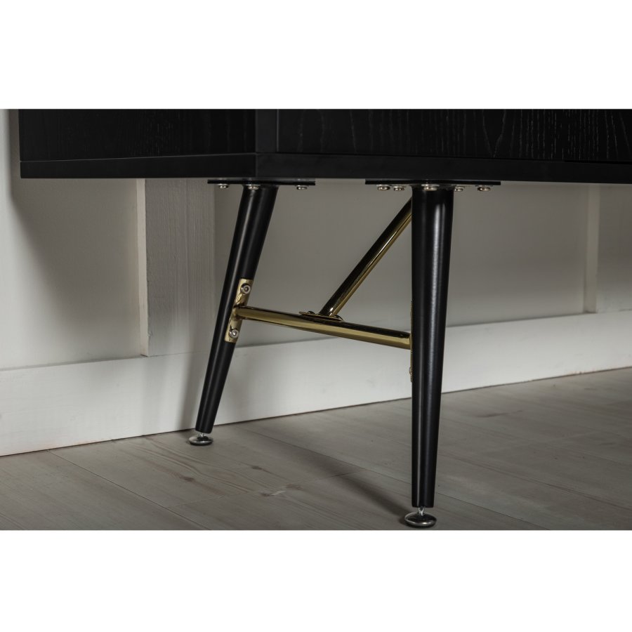 VENTURE DESIGN Gold sknk, m. 2 lger og 2 skuffer - sort finer, MDF og jern