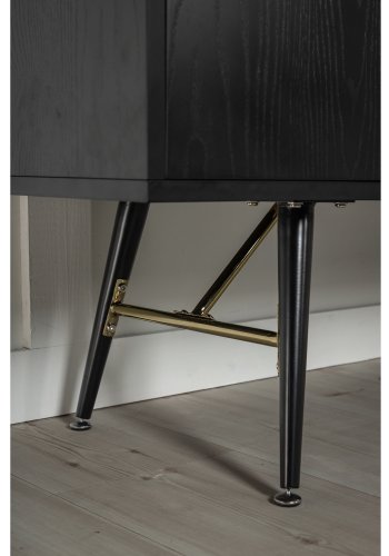 VENTURE DESIGN Gold sknk, m. 2 lger og 2 skuffer - sort finer, MDF og jern