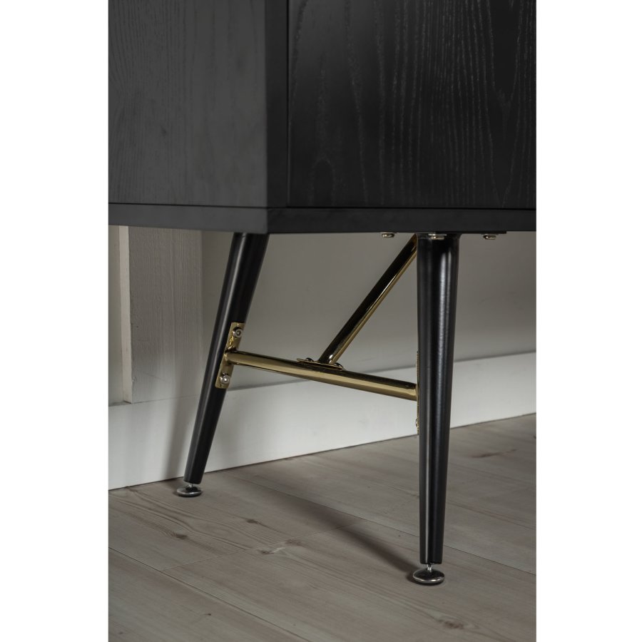 VENTURE DESIGN Gold sknk, m. 2 lger og 2 skuffer - sort finer, MDF og jern
