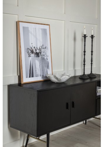 VENTURE DESIGN Gold sknk, m. 2 lger og 2 skuffer - sort finer, MDF og jern