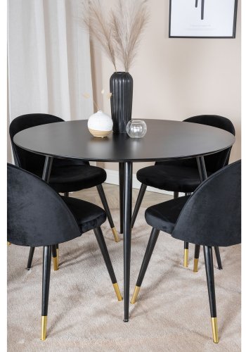 VENTURE DESIGN Silar spisebord - sort MDF og sort metal (100)