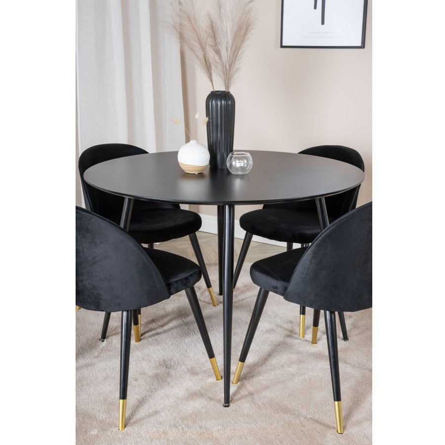 VENTURE DESIGN Silar spisebord - sort MDF og sort metal (100)