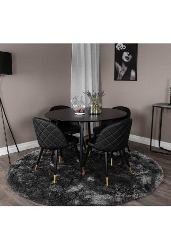 VENTURE DESIGN Silar spisebord - sort MDF og sort metal (100)