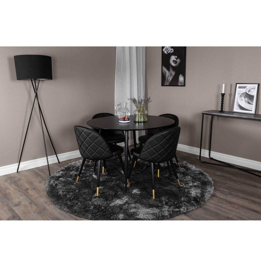 VENTURE DESIGN Silar spisebord - sort MDF og sort metal (100)