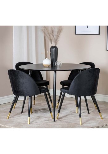 VENTURE DESIGN Silar spisebord - sort MDF og sort metal (100)