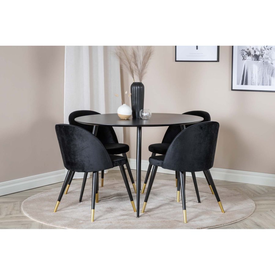 VENTURE DESIGN Silar spisebord - sort MDF og sort metal (100)