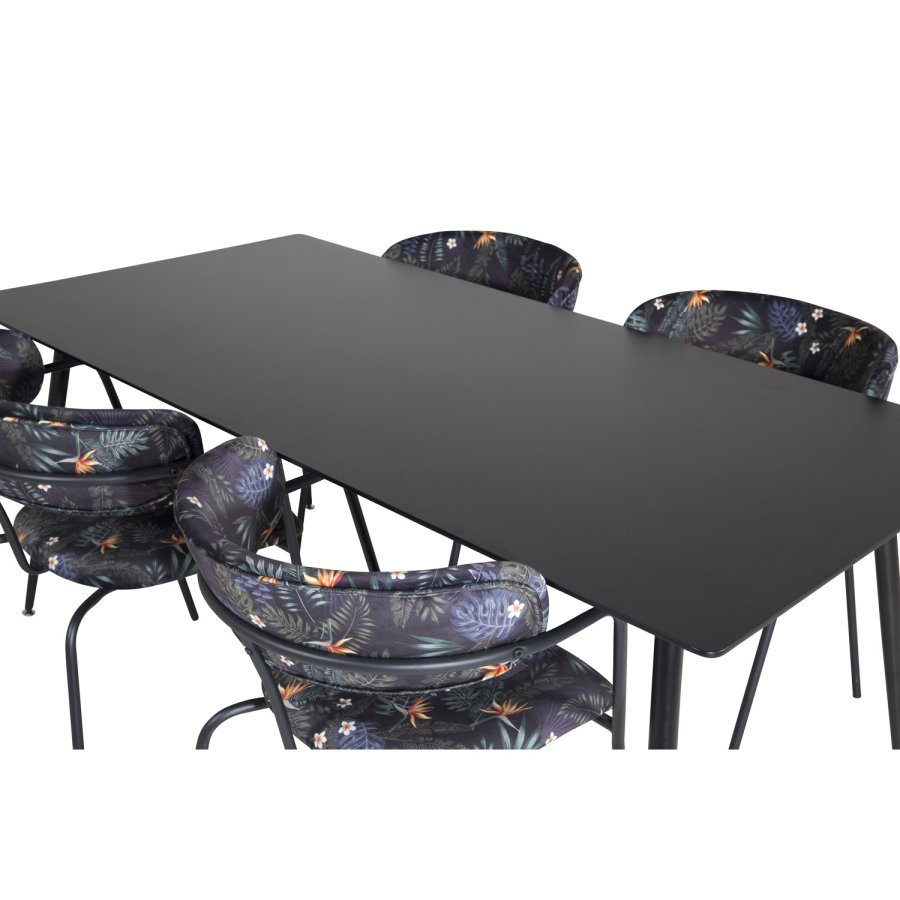 VENTURE DESIGN Silar spisebord - sort melamin og sort metal (180x90)