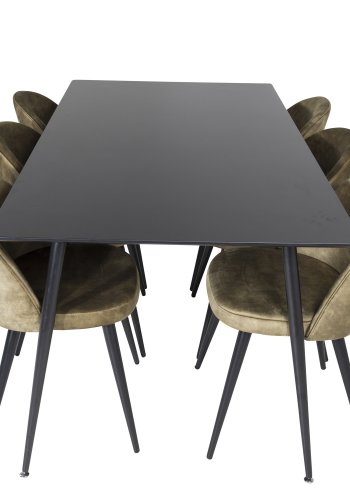 VENTURE DESIGN Silar spisebord - sort melamin og sort metal (180x90)