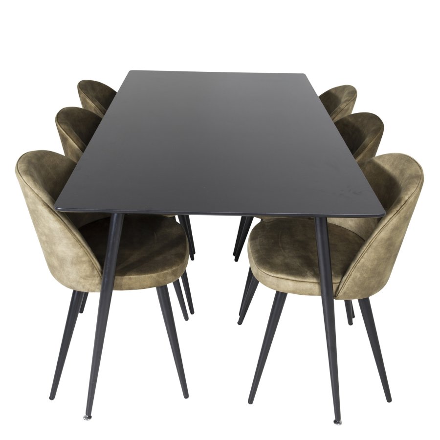 VENTURE DESIGN Silar spisebord - sort melamin og sort metal (180x90)