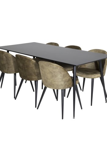 VENTURE DESIGN Silar spisebord - sort melamin og sort metal (180x90)