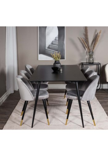 VENTURE DESIGN Silar spisebord - sort melamin og sort metal (180x90)