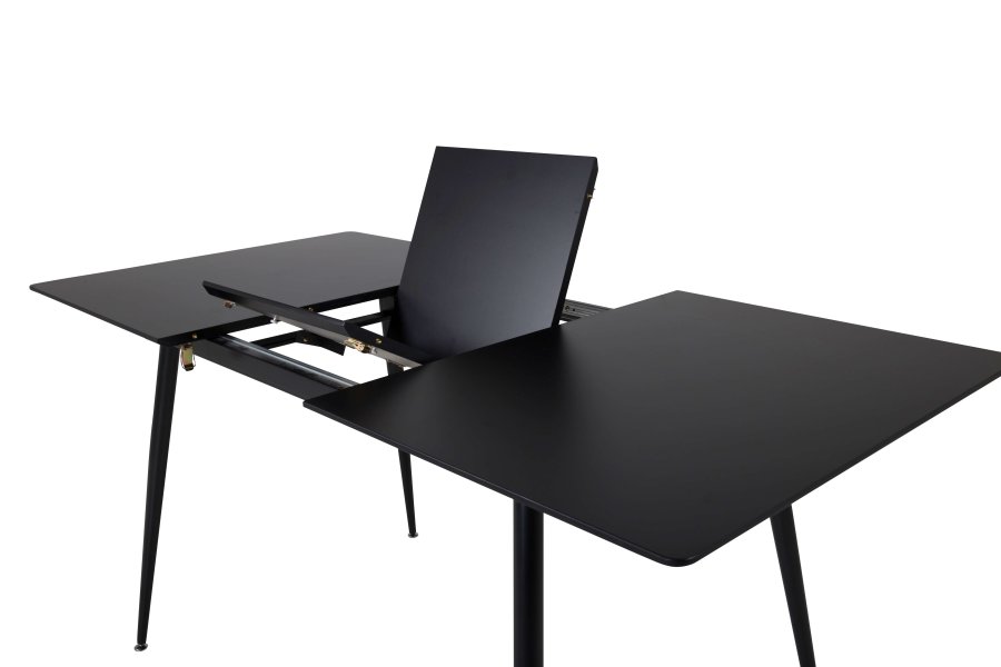 Venture Design Silar spisebord, m. butterflybordplade - sort melamin og sort metal (120x80)