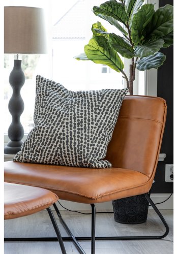 VENTURE DESIGN X-loungestol m. fodskammel - brun PU og sort jern