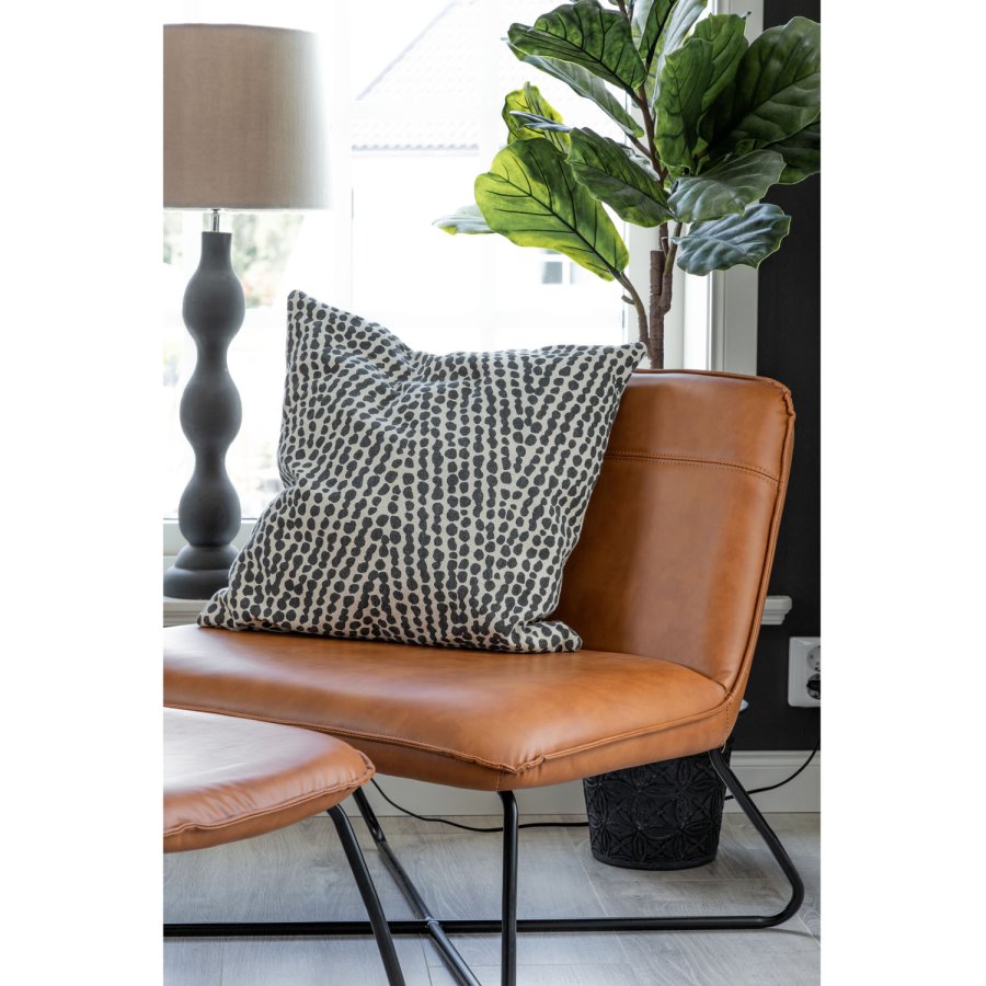 VENTURE DESIGN X-loungestol m. fodskammel - brun PU og sort jern