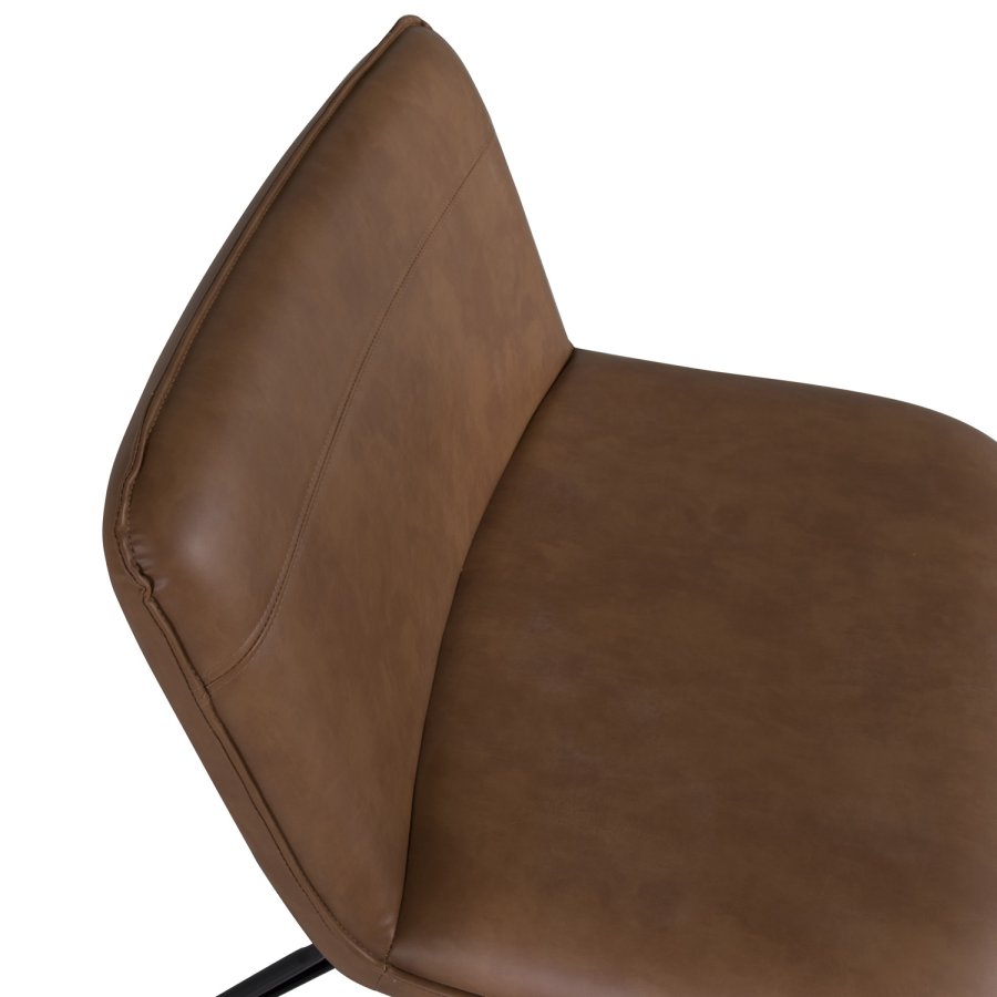 VENTURE DESIGN X-loungestol m. fodskammel - brun PU og sort jern