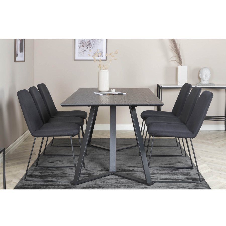 VENTURE DESIGN Muce spisebordsstol - sort polyester og sort metal