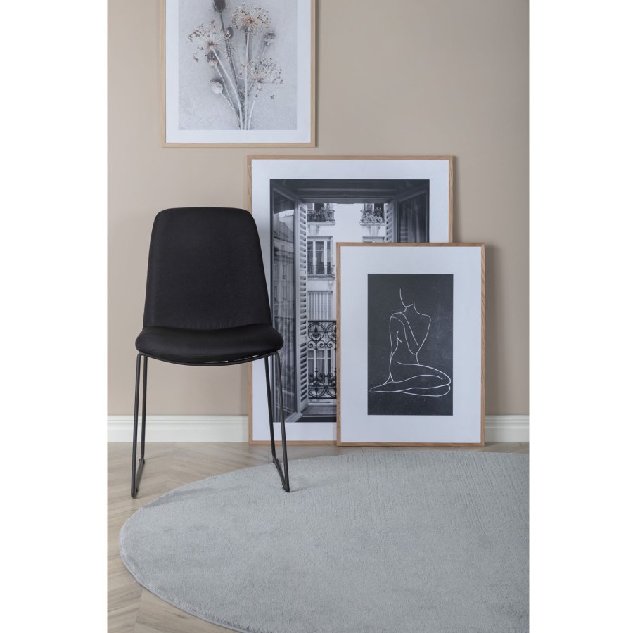 VENTURE DESIGN Muce spisebordsstol - sort polyester og sort metal