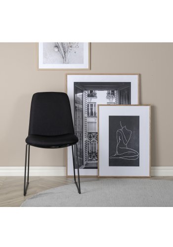 VENTURE DESIGN Muce spisebordsstol - sort polyester og sort metal